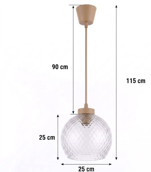 Brilagi - LED полилей на кабел R GLASS 1x E27, макс. 60 W / 230 V, Ø 25 см, бежов/димчато сив
