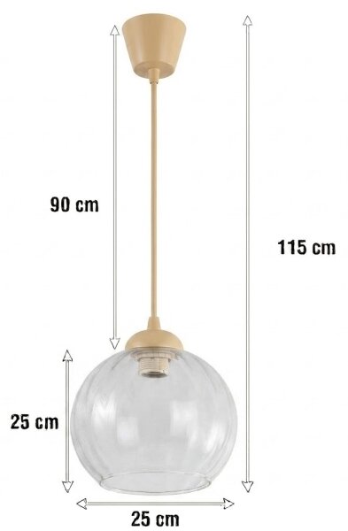 Brilagi - LED полилей на кабел RETRO GLASS 1xE27/60W/230V Ø 25 см бежов/прозрачен