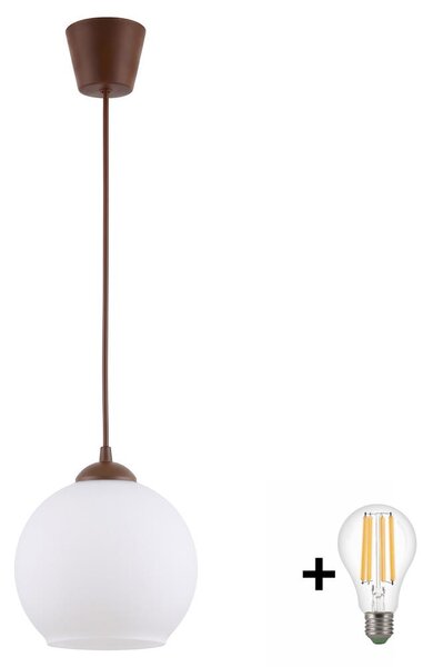 Brilagi - LED полилей на кабел RETRO GLASS 1xE27/60W/230V Ø 15 см кафяв/бял