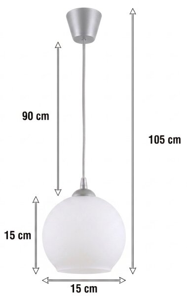 Brilagi - LED полилей на кабел RETRO GLASS 1xE27/60W/230V диаметър 15 см сребрист/бял