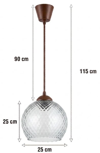 Brilagi - LED полилей на кабел R GLASS 1xE27/60W/230V Ø 25 см кафяв/димчато сив