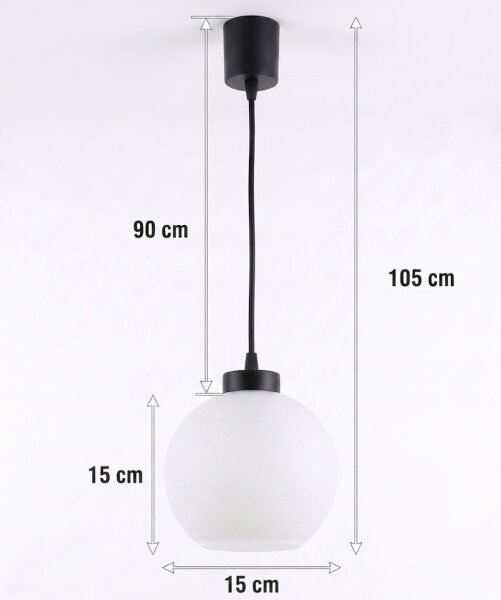 Brilagi - LED полилей на кабел RETRO GLASS 1xE27/60W/230V Ø 15 см черен/бял