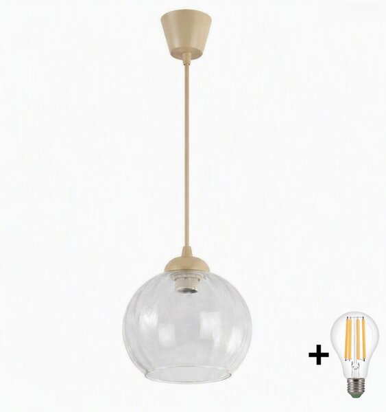 Brilagi - LED полилей на кабел RETRO GLASS 1xE27/60W/230V Ø 25 см бежов/прозрачен