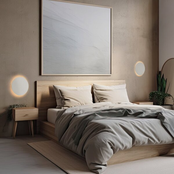TK Lighting Стенно осветление Luna, бежово, индиректна светлина, Ø 30 cm, стомана, Затъмняване, Бежов, Дневна/трапезария, Метал