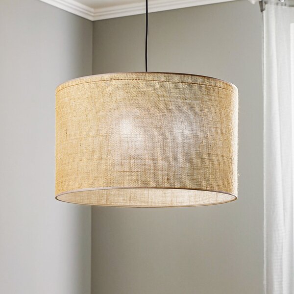 TK Lighting Висяща лампа Juta, с един пламък Ø 50 cm, Затъмняване, Кафяв / ръждив, Дневна/трапезария, Плат / текстил