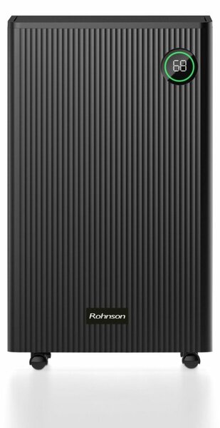 Обезвлажнител Rohnson Genius Wi-Fi R-91220, консумирана мощност 285 W (при 27 °C и влажност 60 %), резервоар 5.5 l, подходящ за пространства до 120 m², йонизационната функция, черен