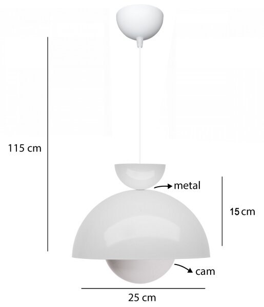 Полилей на кабел SALVA 1xE27/15W/230V бял