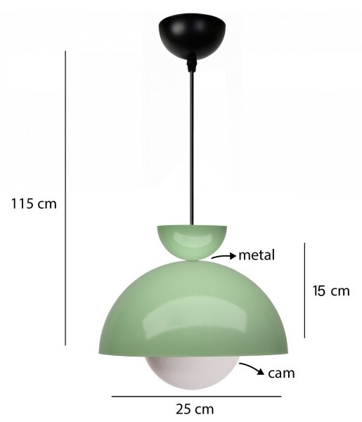 Полилей на кабел SALVA 1xE27/15W/230V, зелен