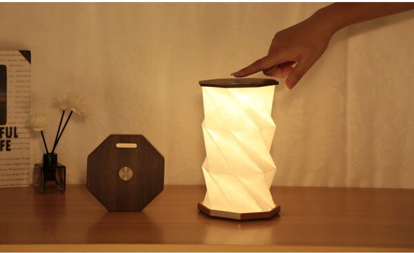 Кафява LED настолна лампа (височина 18 cm) Twist Hexagon – Gingko