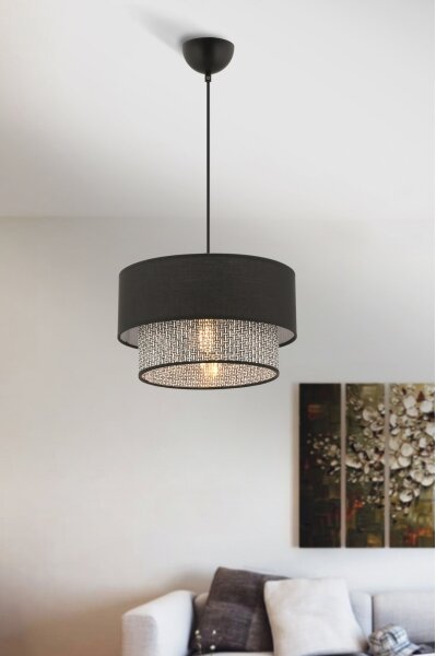 Полилей на кабел ECHO 1xE27/60W/230V черно/сиво