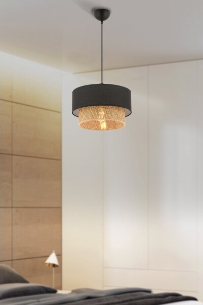 Висяща лампа на кабел ECHO 1xE27/60W/230V черна/кафява