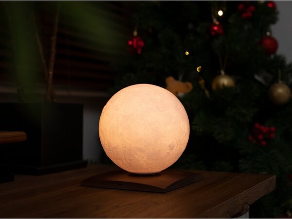 Тъмнокафява LED настолна лампа от масивен орех (височина 19,5 cm) Smart LunaSpin – Gingko