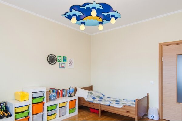 Детско таванно осветително тяло LUCCA 5xE27/24W/230V синьо