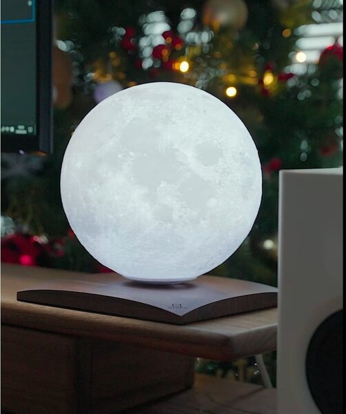 Тъмнокафява LED настолна лампа от масивен орех (височина 19,5 cm) Smart LunaSpin – Gingko