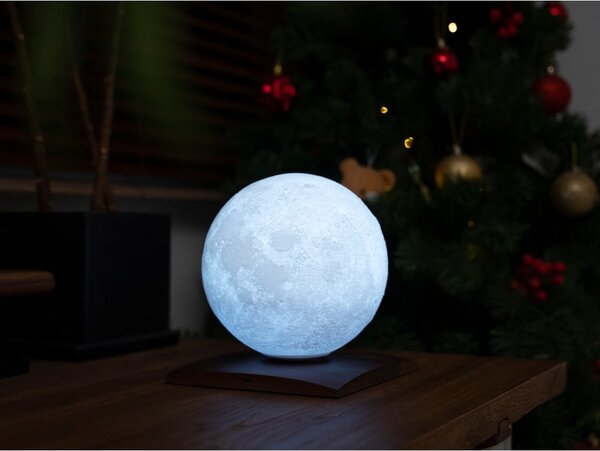 Тъмнокафява LED настолна лампа от масивен орех (височина 19,5 cm) Smart LunaSpin – Gingko