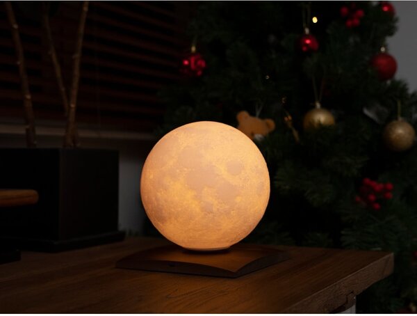 Тъмнокафява LED настолна лампа от масивен орех (височина 19,5 cm) Smart LunaSpin – Gingko