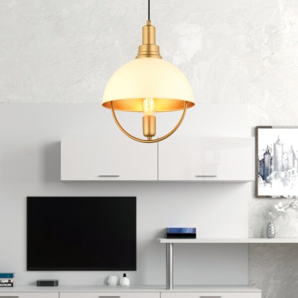 Полилей на кабел MONZA 1xE27/40W/230V Ø 30 cm крем/злато
