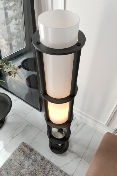 Подова лампа с полици NOTO 1xE27/40W/230V черна