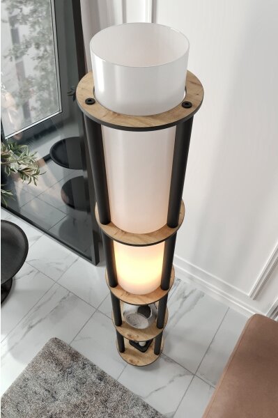 Подова лампа с рафтове NOTO 1xE27/40W/230V бежова/черна