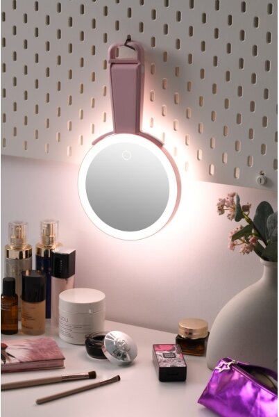 Immax 09102L - LED+CCT Димируемо козметично огледало SWEET LED/3W/5V розово
