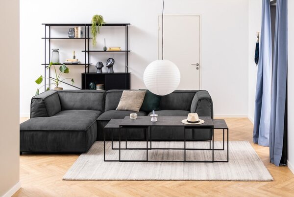 Матово черно масички за кафе в комплект от 3 бр. с плот от имитация на мрамор 60x120 cm Infinity – Actona
