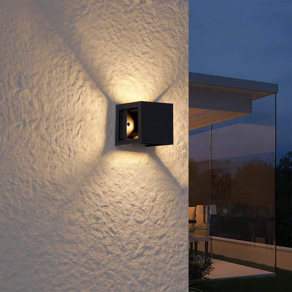 Модерна стенна лампа черна с LED IP44 - Edwin Quadro