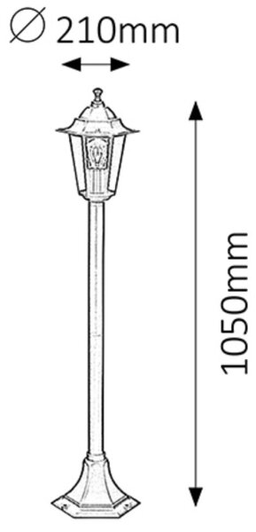 Rabalux 8210 - Екстериорна лампа VELENCE 1xE27/60W/230V 105 см