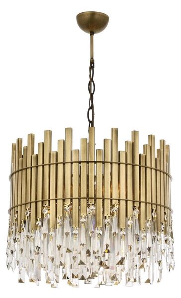 Полилей на верига CRYSTALLINE 6xE27/40W/230V, диаметър 40 см, месинг