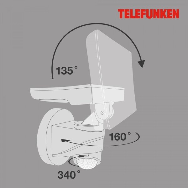 Telefunken 304306TF - LED Екстериорен аплик със сензор LED/16W/230V IP44