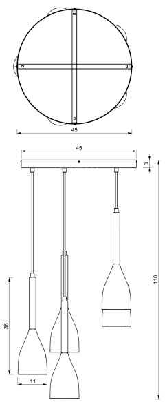 Пендел MUZA 5xE27/15W/230V черен/кафяв/меден