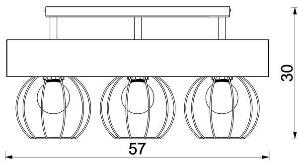 Полилей за повърхностен монтаж MENTON 3xE27/15W/230V черен/кафяв