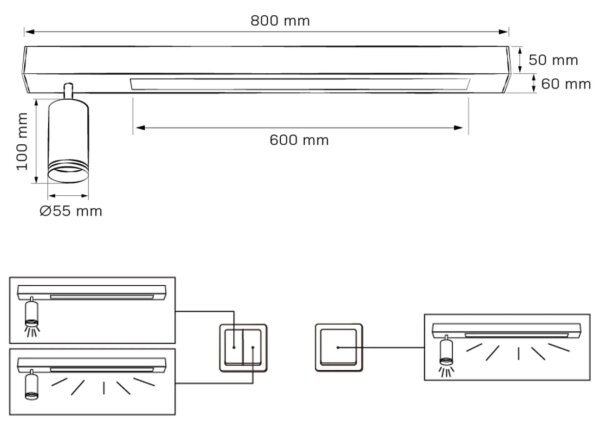 LED Плафониера ПАРИЖ LED/24W/230V + 1xGU10/10W черен