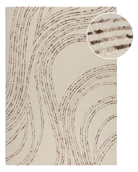 Кафяво-кремав вълнен килим 120x170 cm Abstract Swirl – Flair Rugs