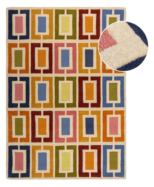 Ръчно изработен вълнен килим 80x150 cm Retro Blocks – Flair Rugs