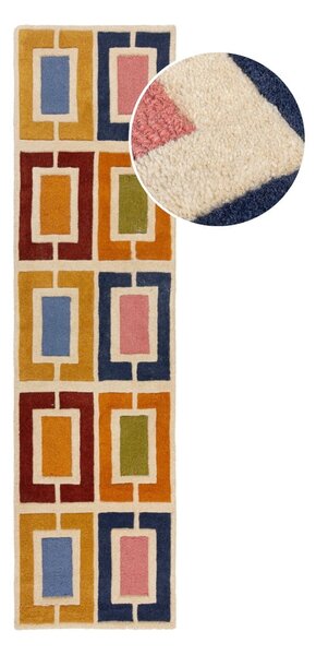 Ръчно изработена вълнена пътека 60x230 cm Retro Blocks – Flair Rugs