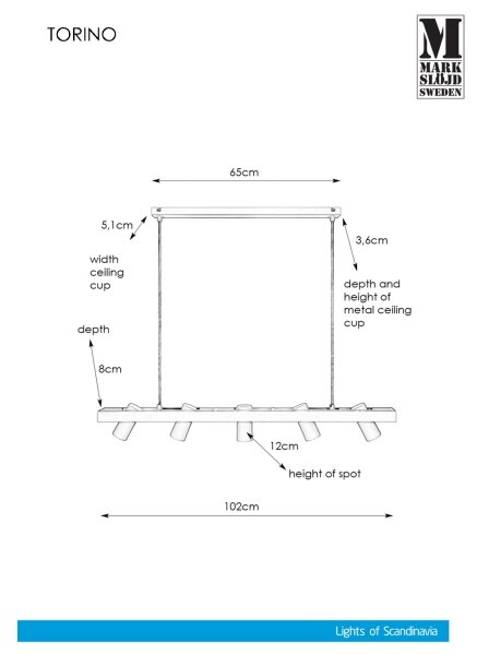 Markslöjd 107784 - Полилей на въже TORINO 5xGU10/7W/230V