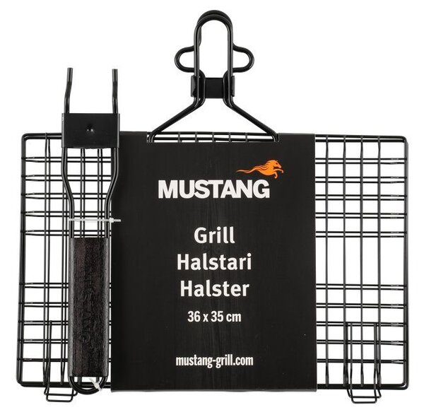 MUSTANG Решетка / скара за барбекю с незалепващо покритие и мобилна дръжка - 36 х 35 см