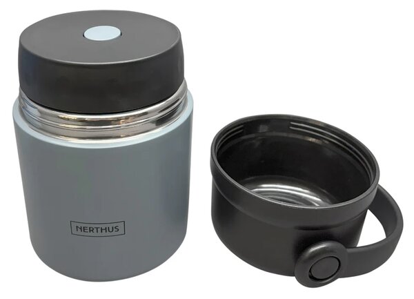 Nerthus Двустенен термос за храна с дръжка - сив - 650 мл