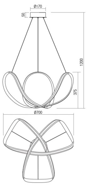 Redo 01-1785 - LED Пендел NUCLEO LED/55W/230V бронзов