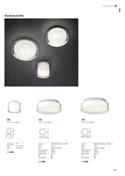 Redo 01-1454 - LED Плафон за баня NAJI LED/18W/230V IP44