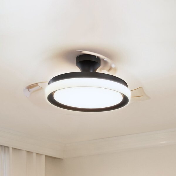 Philips LED тавански вентилатор Bliss, черен/бял, DC, безшумен, Затъмняване, Черен, Дневна/трапезария, Метал, Модерен