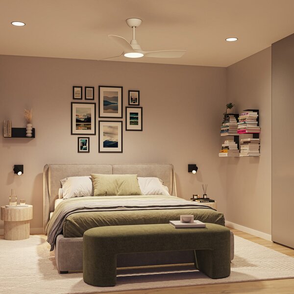 Philips LED тавански вентилатор Philips, фиксиран, Ø 132 см, бял, CCT, DC, Затъмняване, Бял, Дневна/трапезария, Пластмаса, Модерен