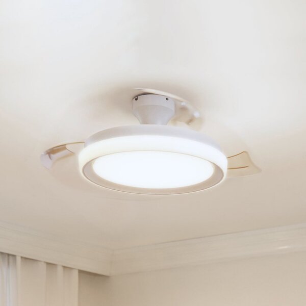 Philips LED тавански вентилатор Bliss, бял, DC, безшумен, Затъмняване, Бял, Дневна/трапезария, Метал, Модерен