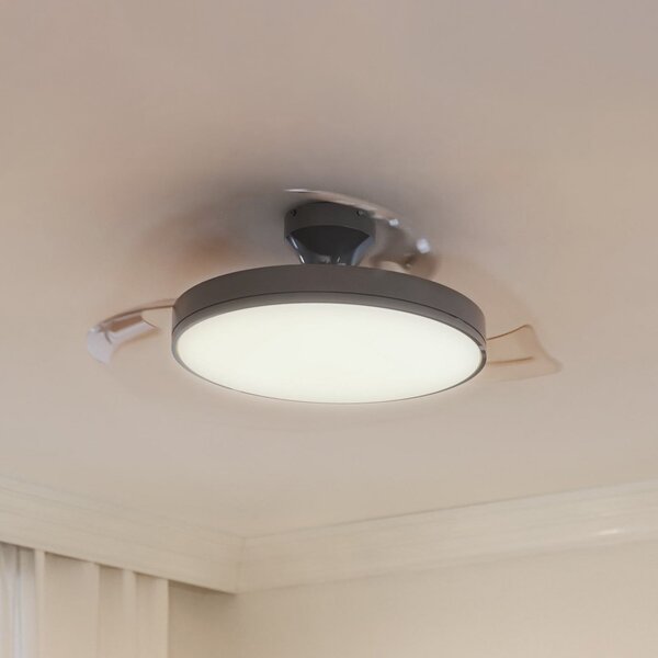 Philips LED тавански вентилатор Atlas, никел, безшумен, CCT, DC, Затъмняване, Металик, Дневна/трапезария, Метал, Модерен