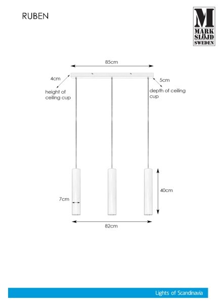 Markslöjd 107883 - Полилей на въже RUBEN 3xGU10/35W/230V