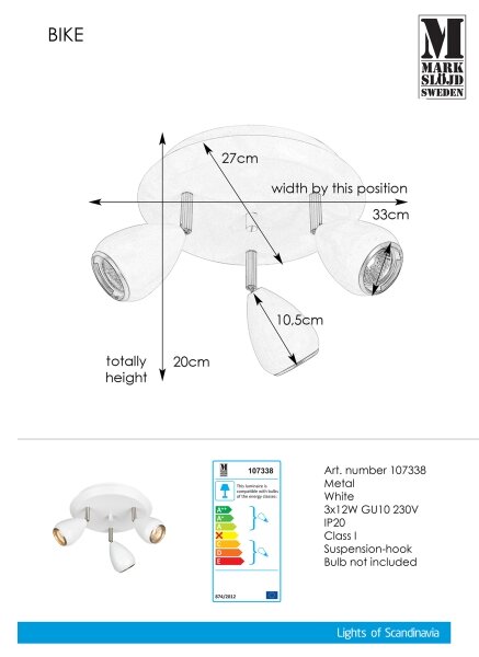 Markslöjd 107338 - Спот BIKE 3xGU10/12W/230V