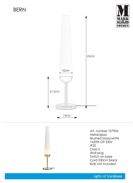 Markslöjd 107904 - Настолна лампа BERN 1xG9/20W/230V