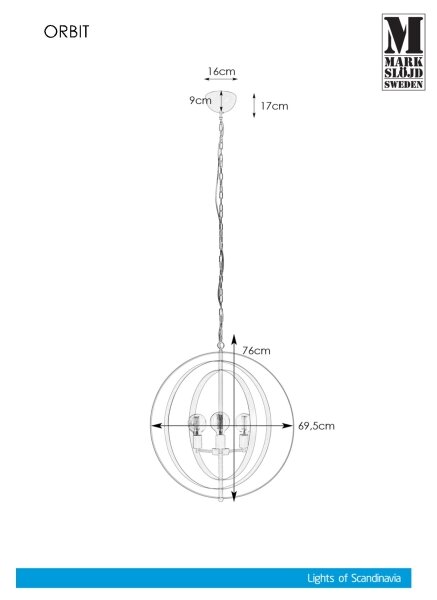 Markslöjd 107941 - Полилей на въже ORBIT 3xE27/60W/230V