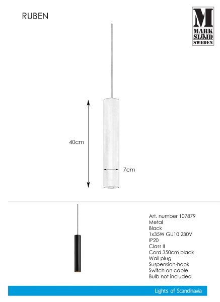 Markslöjd 107879 - Висящ полилей RUBEN 1xGU10/35W/230V