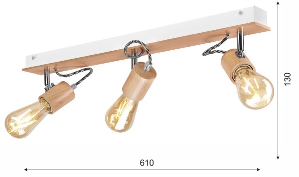 Полилей за повърхностен монтаж GUSTAVO 3xE27/60W/230V - FSC сертифицирано